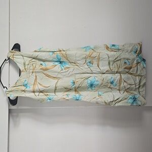 Vintage Caribbean Joe sage green and blue floral rayon shift dress